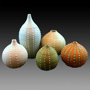 Group of Sea Urchin porcelain hand crafted pottery