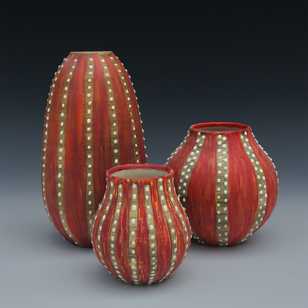 Red Urchin Vases