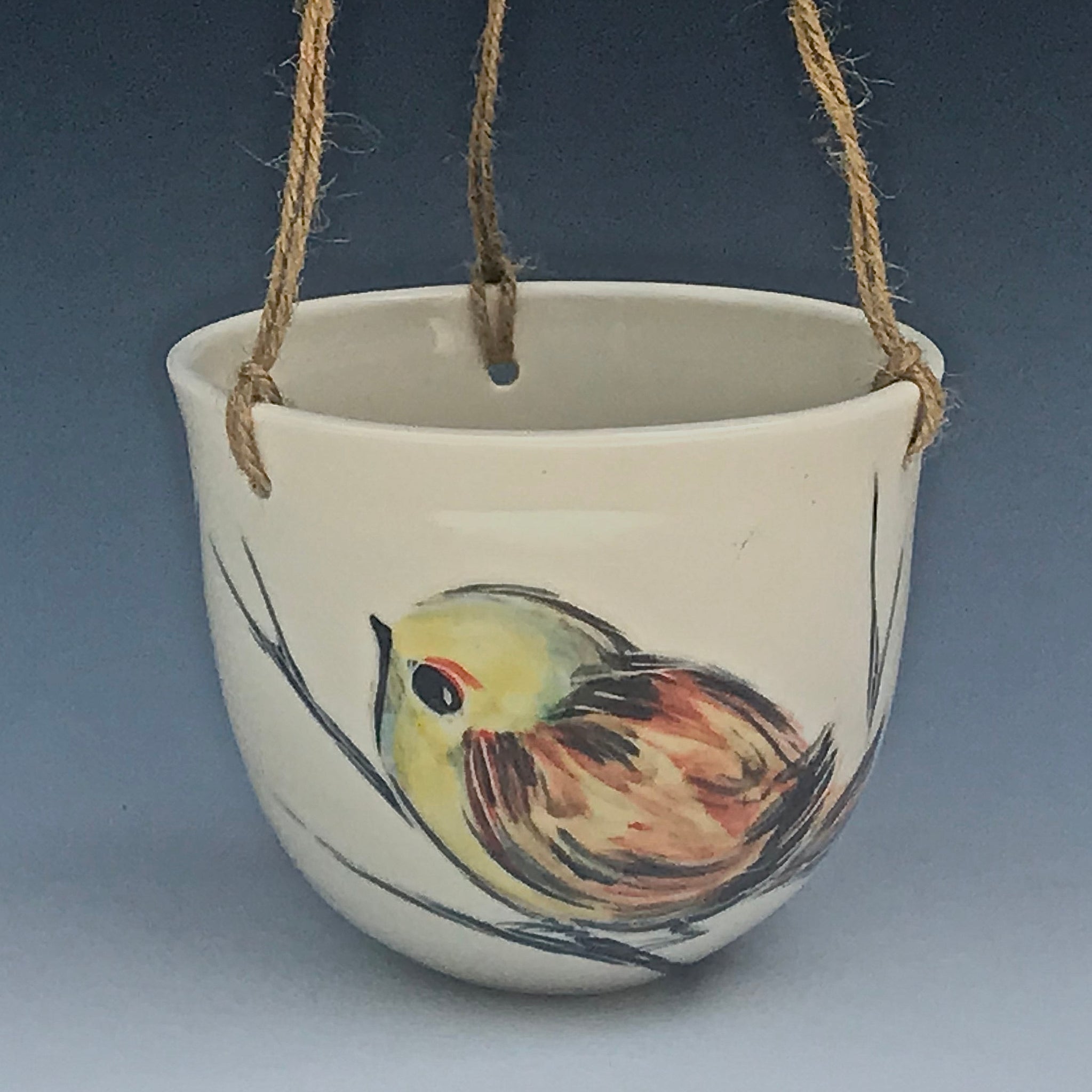 bird hanging planter Bird Hanging Planter – Rocky Broome Porcelain Pottery