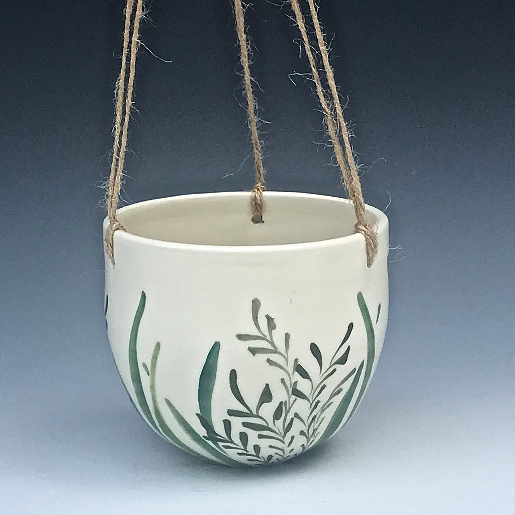 vintage ceramic hanging planter Fern Hanging Planter – Rocky Broome Porcelain Pottery