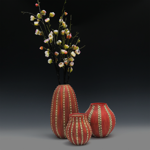 Red Urchin Vases